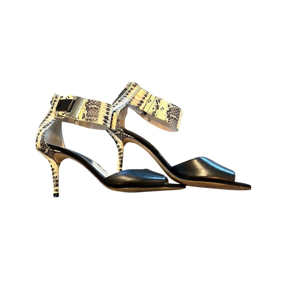 Michael Kors Black Leather Guiliana Open Toe Heels 8 Ankle Strap